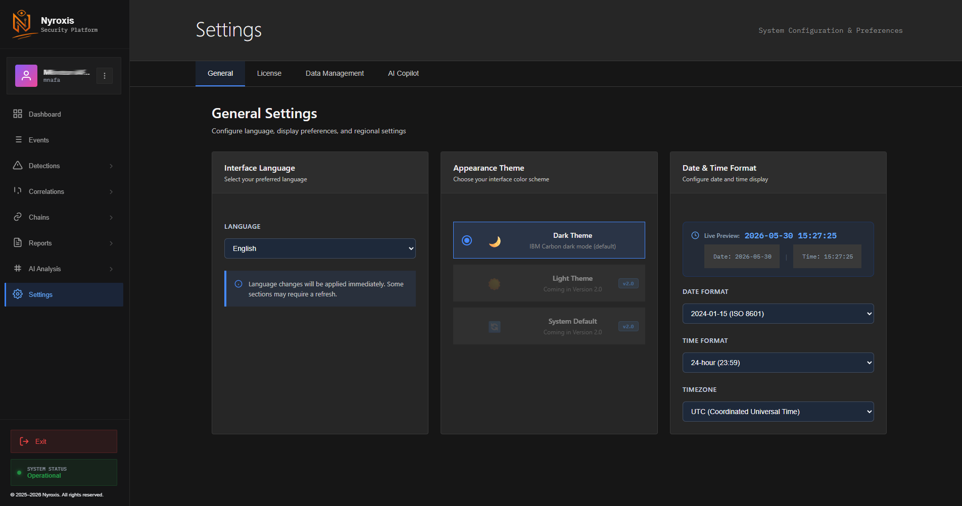General settings