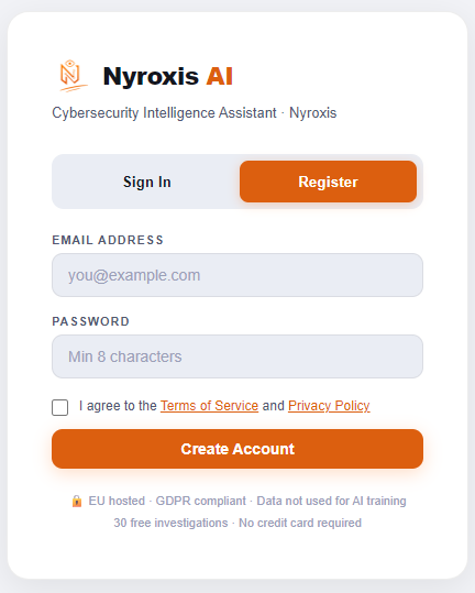 Registration form